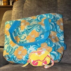 Lilly Pultizer insulated bag and wristlet